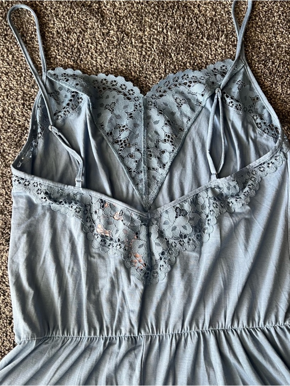 Victoria's Secret Dusty Blue Lace-Trim Romper - Picture 5 of 6